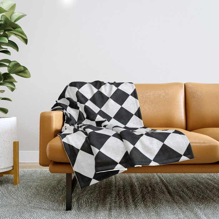 Contemporary Black & White Gingham Pattern - Mix and Match Throw Blanket