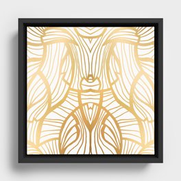 Gold Metallic Watercolor Magnolia Flower Framed Canvas