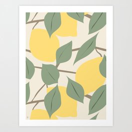 Lemons in Italy Pattern Art Print