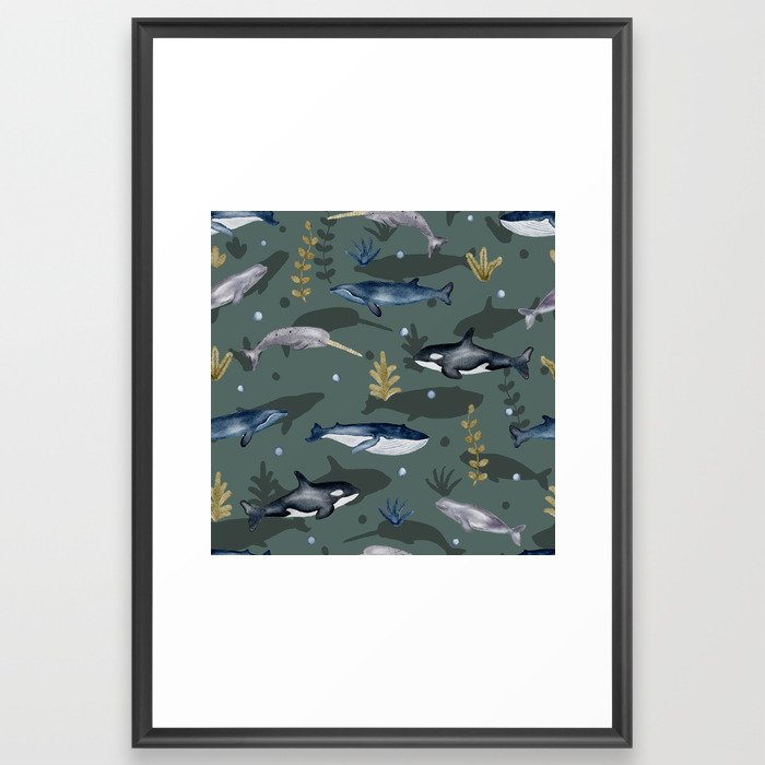Whales Underwater  Framed Art Print