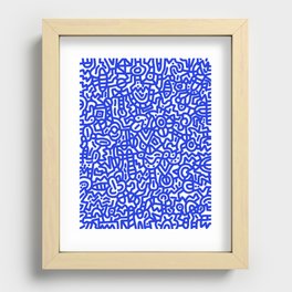 Cobalt Blue on White Doodles Recessed Framed Print
