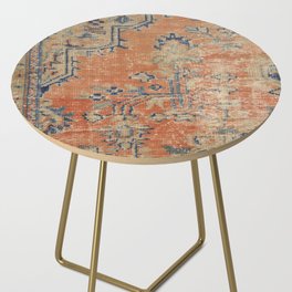 Vintage Woven Navy and Orange Side Table