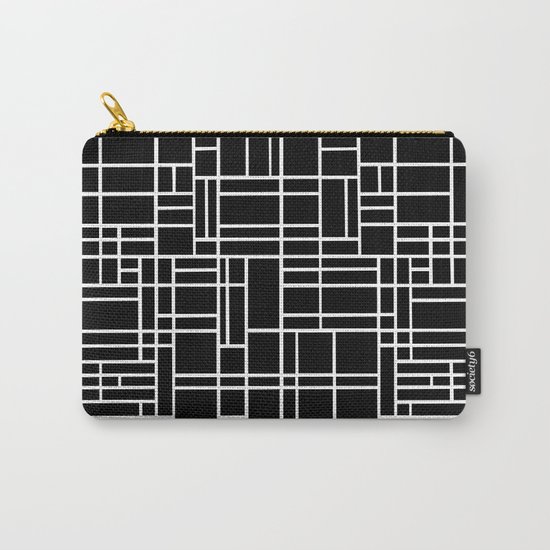Map Outline White on Black Carry-All Pouch