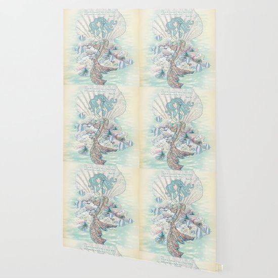 Anais Nin Mermaid Vintage Inspired Art Print Wallpaper By