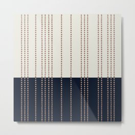 Spotted Stripes, Navy, Ivory and Light Terracotta Metal Print