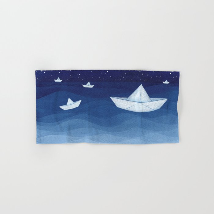 Paper boats illustration Hand & Bath Towel
