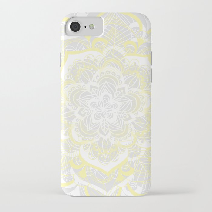 woven fantasy - yellow, grey & white mandala iphone case