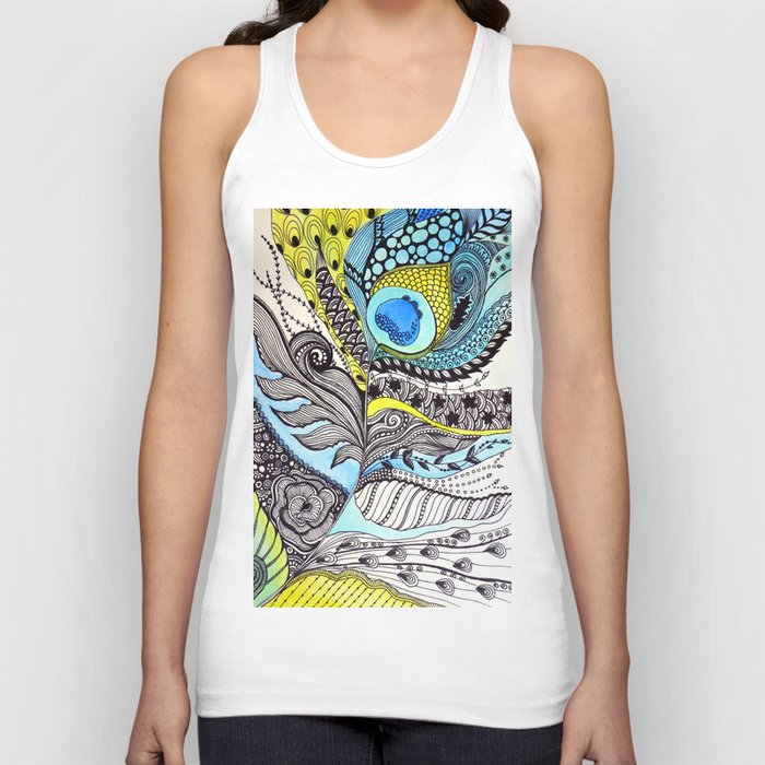 Peacock feather illustration wall art Tank Top