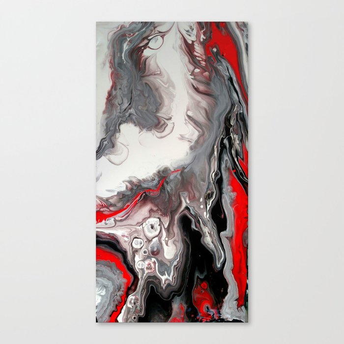 No Dice Black Silver And Red Abstract Canvas Print By
