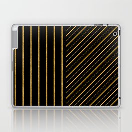 Gold And Black Stripes Lines Collection Laptop Skin