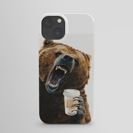 " Grizzly Mornings " give that bear some coffee iPhone Case