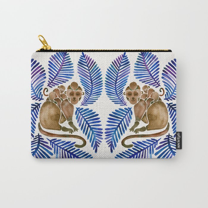 Monkey Cuddles – Navy Leaves Carry-All Pouch