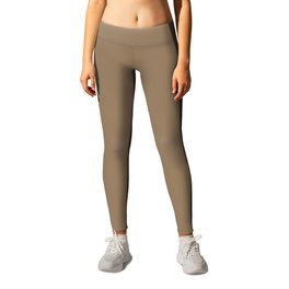 Dark Brown Solid Color Pairs PPG Cocoa Pecan PPG1084-6 - All One Single Shade Hue Colour Leggings