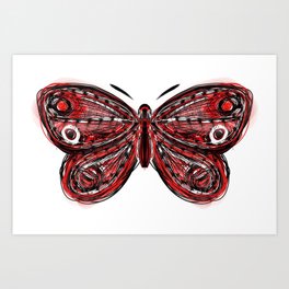 Abstract red and black butterfly Art Print