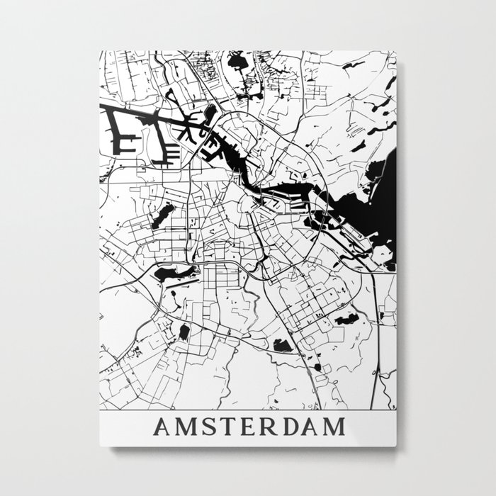 Amsterdam Minimal Map Metal Print