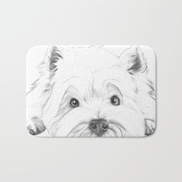West Highland White Terrier, Westie Portrait, Cute dog Bath Mat