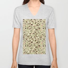 Flowers and Ladybug Decorative Design V Neck T Shirt