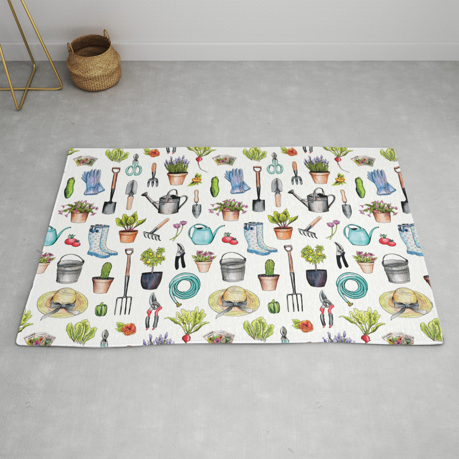 Garden Gear Spring Gardening Pattern W Garden Tools Supplies Rug By Somecallmebeth Society6