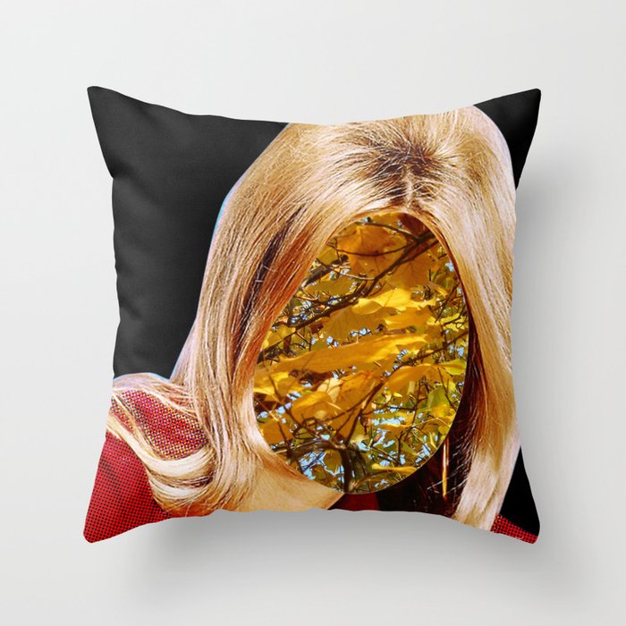 Autumn Woman Collage Throw Pillow