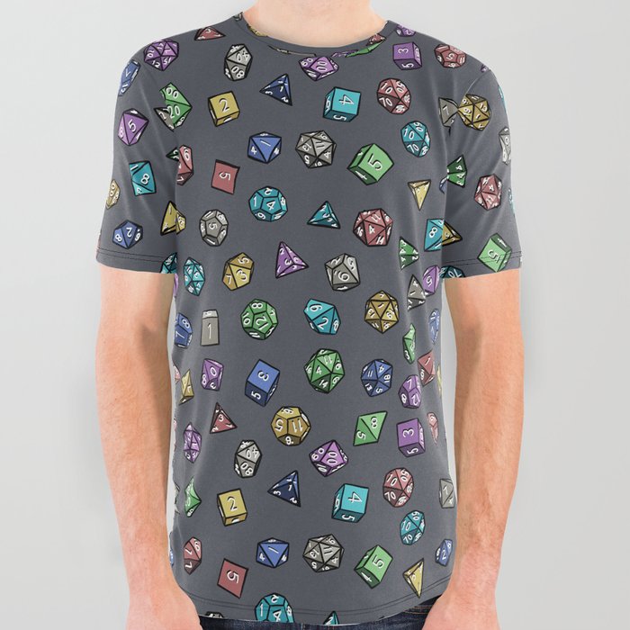 Dnd Dice Pattern All Over Graphic Tee