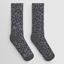 Black Leopard Print on Dark Gray Socks