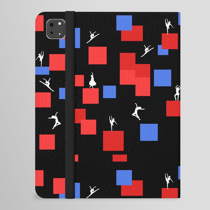 Dancing like Piet Mondrian - Composition in Color A. Composition with Red, and Blue on the black background iPad Folio Case