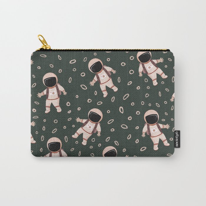 Cute Green Spaceman Astronaut Print Pattern Carry-All Pouch