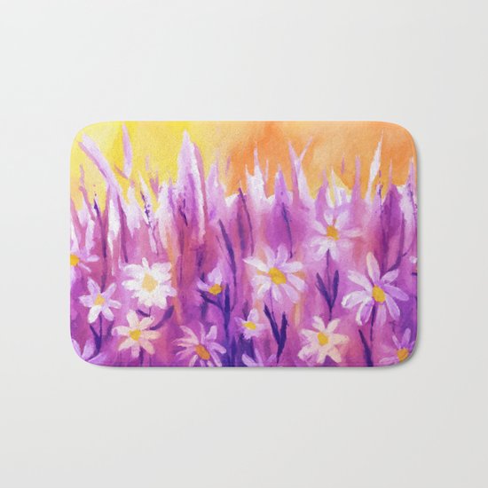 White flowers fantasy Bath Mat