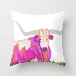 Pink Longhorn Throw Pillow