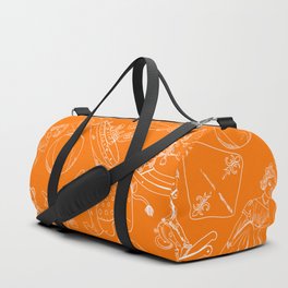 Orange and White Toys Outline Pattern Duffle Bag