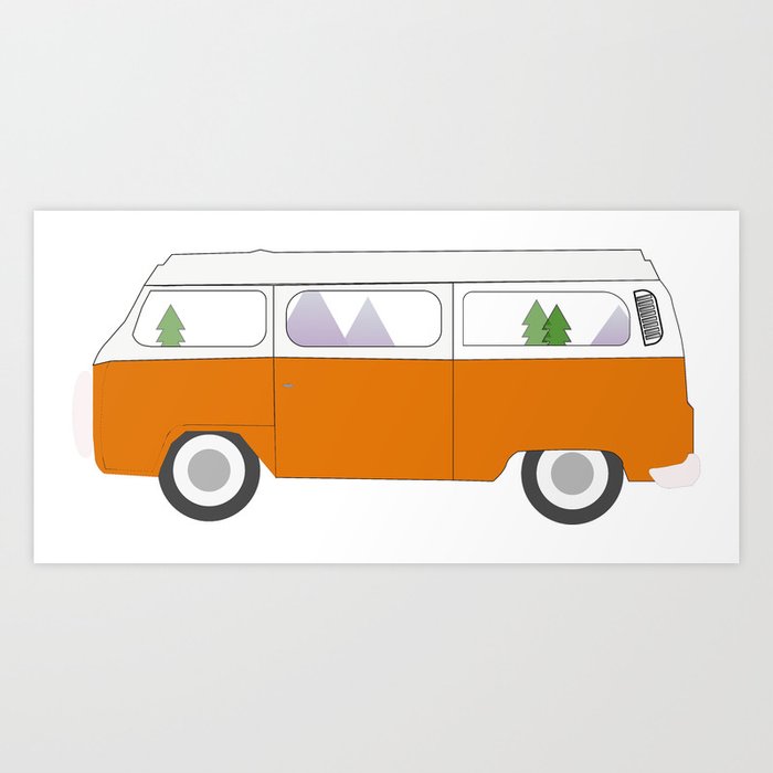 Orange Campervan Art Print By Simonsalt Society6
