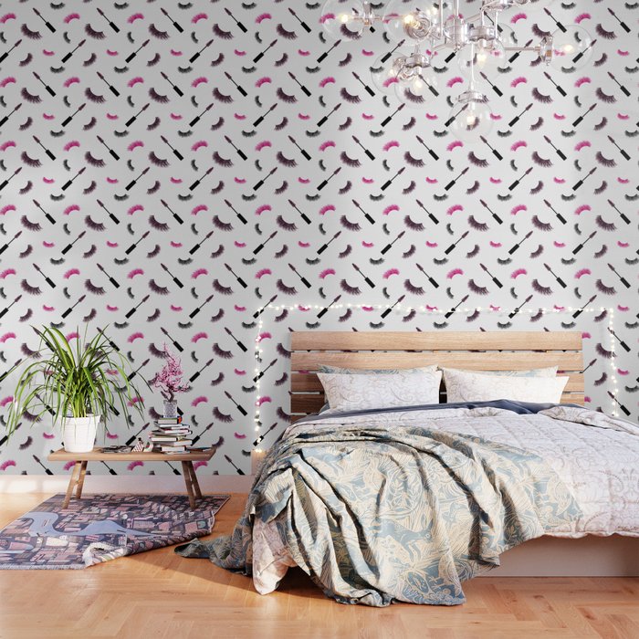 Lashes And Mascara With Pink Glitter Wallpaper By Sashica Society6