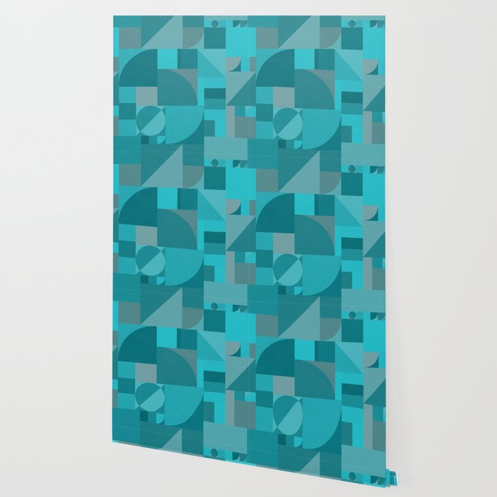 Turquoise Bauhaus Wallpaper By Wellingtonboot Society6