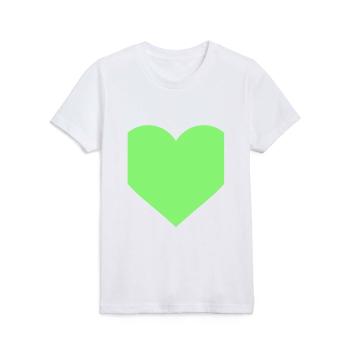 Heart (Light Green & White) Kids T Shirt