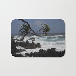 Island Retreat 2 Bath Mat | Digital, Palmtree, Hawaii, Island, Ocean, Tropical, Color, Horizon, Photo 