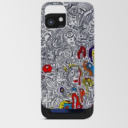Pattern Doddle Hand Drawn  Black and White Colors Street Art iPhone Card Case