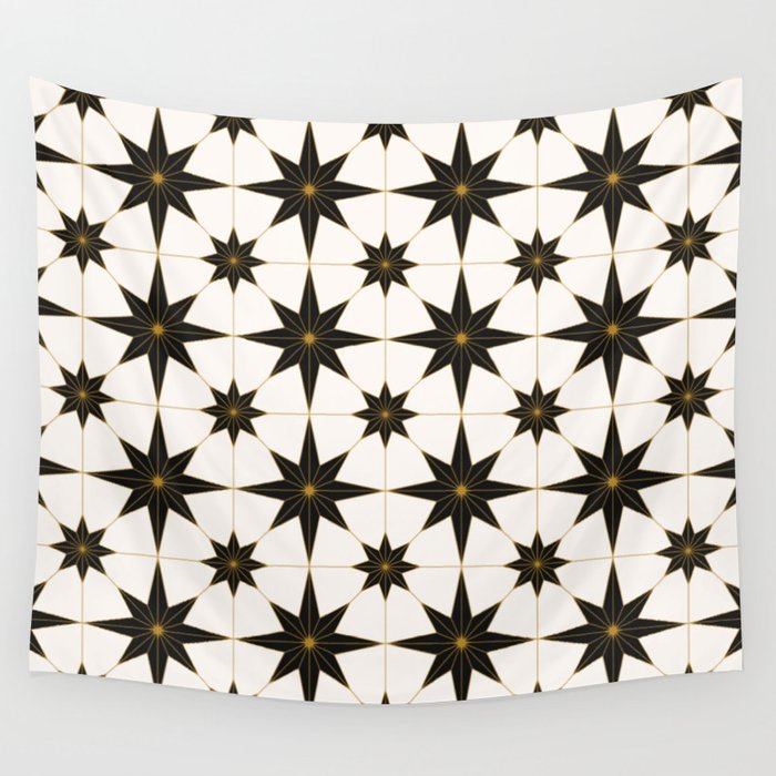 Stars tile pattern. Geometric ornament. Digital Illustration Background. Wall Tapestry