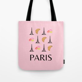 Paris Eiffel Tower Retro Modern Pink Art Decor Illustration  Tote Bag