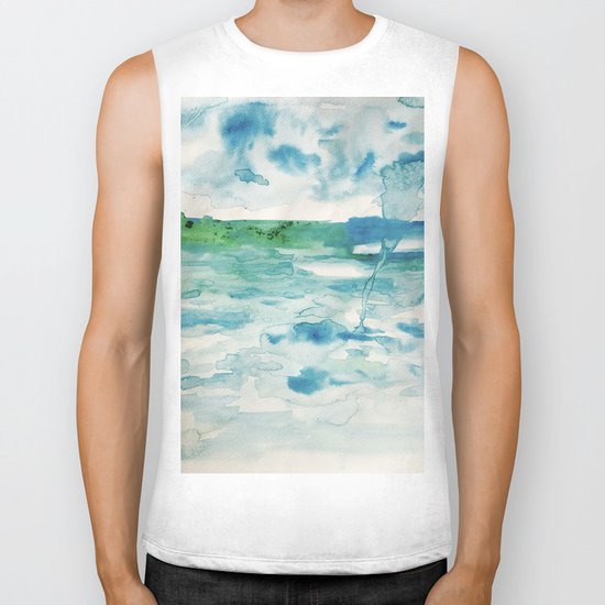 Miami Beach Watercolor #2 Biker Tank