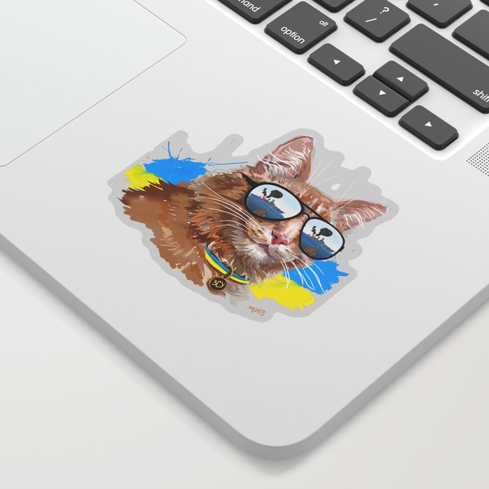 My Ukrainian cat says: russian warship, go f yourself Sticker