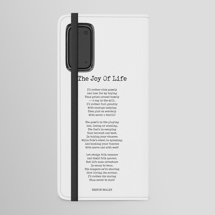 The Joy Of Life - Berton Braley Poem - Literature - Typewriter Print Android Wallet Case