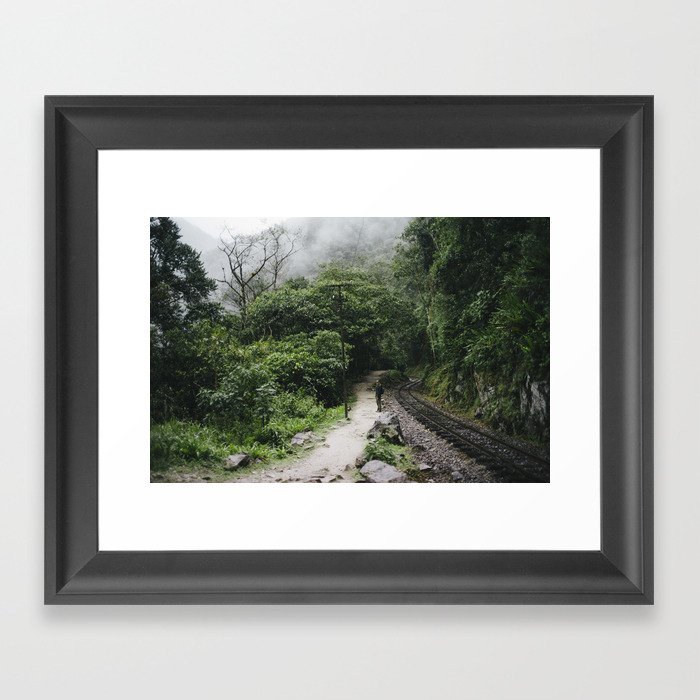 Hiking by the tracks from Machu Picchu Framed Art Print