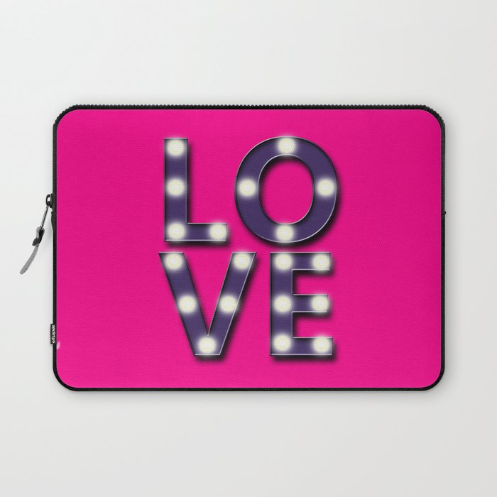Love Lighted Marquee Sign Stacked Pink Laptop Sleeve