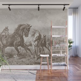 HORSES ON A PASTURE  Wall Mural
