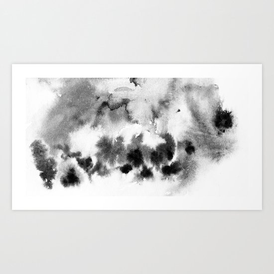 MINIMAL BLACK AND WHITE SPLATTER PATTERN Art Print
