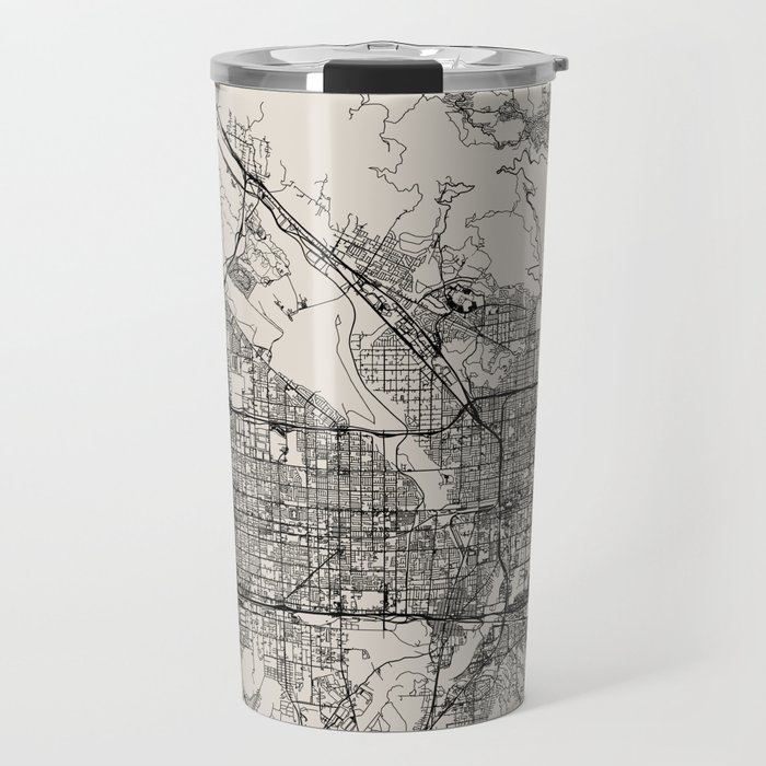 USA, San Bernardino City Map - Minimal Aesthetic Travel Mug