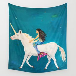 To the Land of Mermaids and Unicorns Wall Tapestry