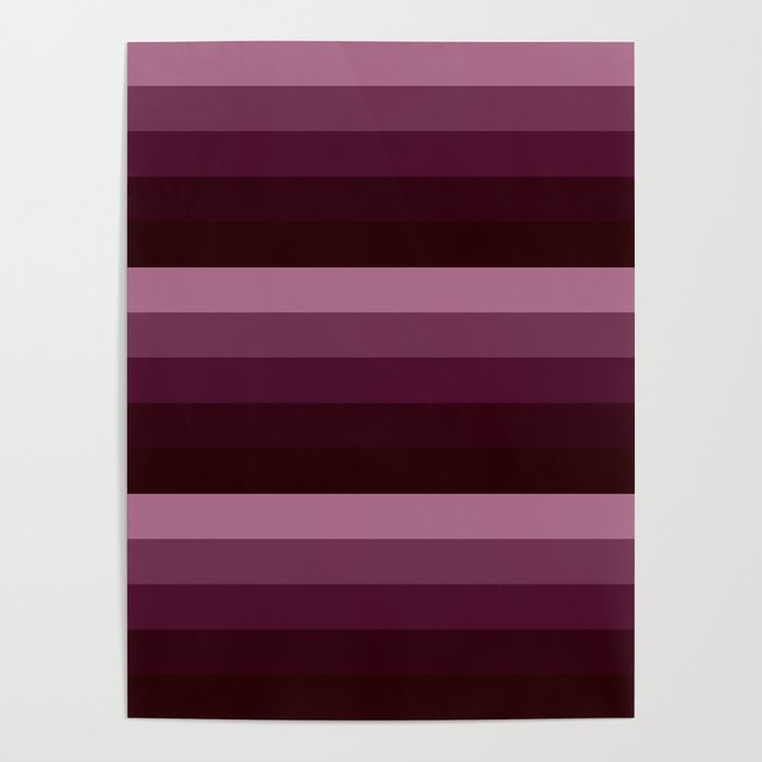 burgundy wine ombre stripes Poster