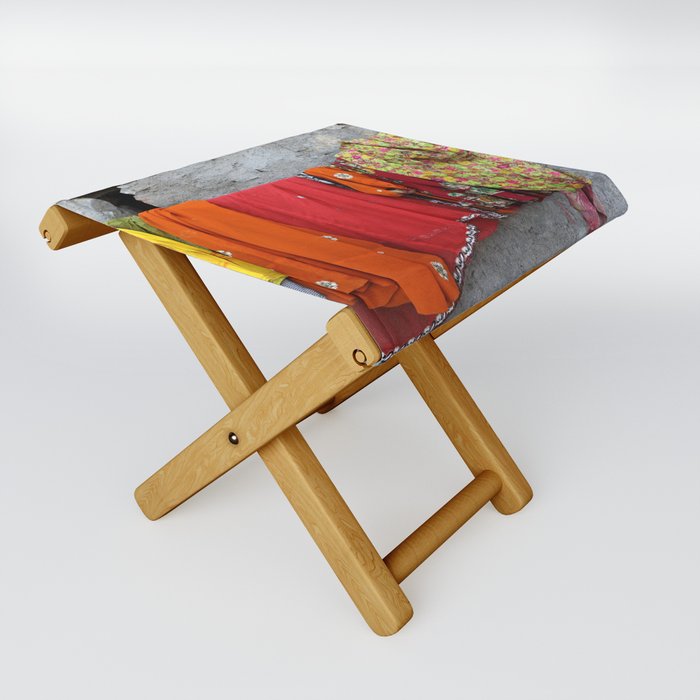 India colorful Clothes on Rope Folding Stool