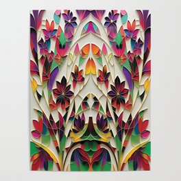 Rainbow Folk Art Flowers  Poster